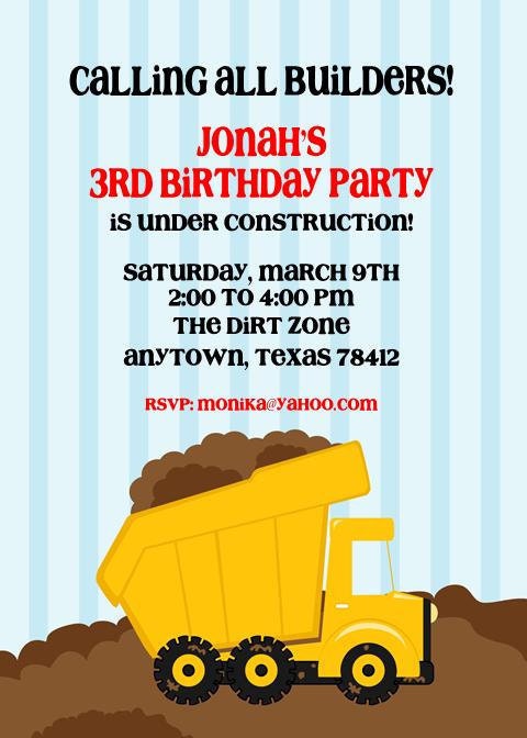 Dump Truck Birthday Party Invitations Il_570xn