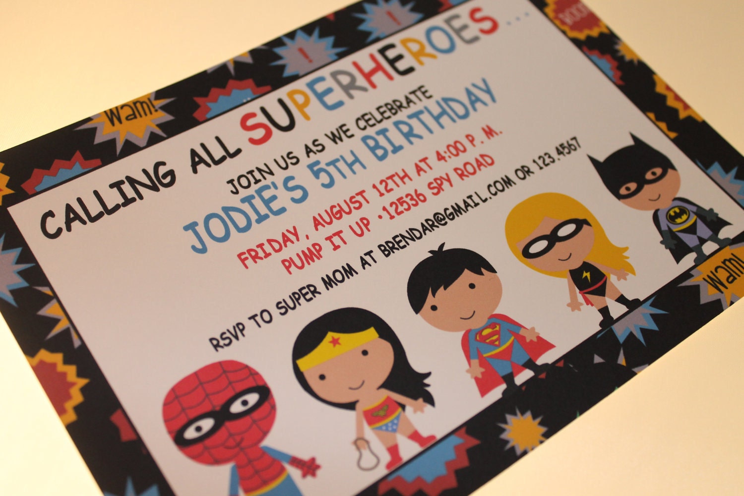 Superhero Birthday Invitations