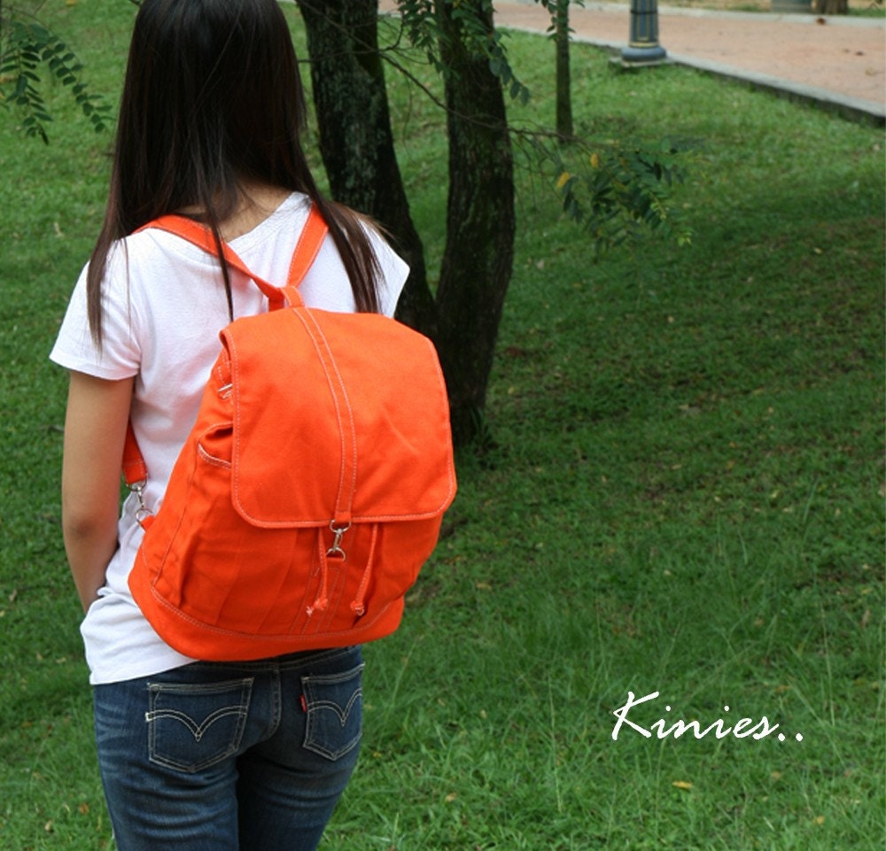 50% off Sale - KINIES BACK in Orange - Backpack / Cross body Messenger / Shoulder bag