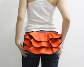 MAY Sale - Orange Ruffled Canvas Women's Fanny Pack, Hip Bag, Belt pouch, Handbag - Kinies Ruffled Waist Purse