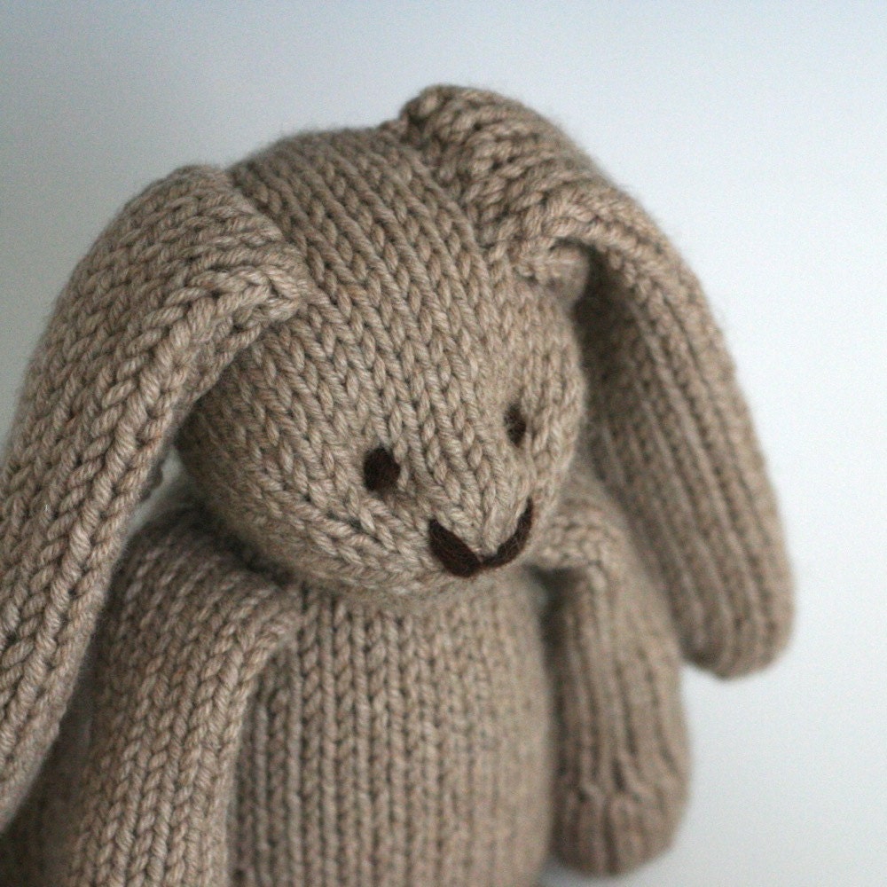 Large Cashmere Bunny - Porridge - Hand Knit Luxury Toy Rabbit, 14" tall