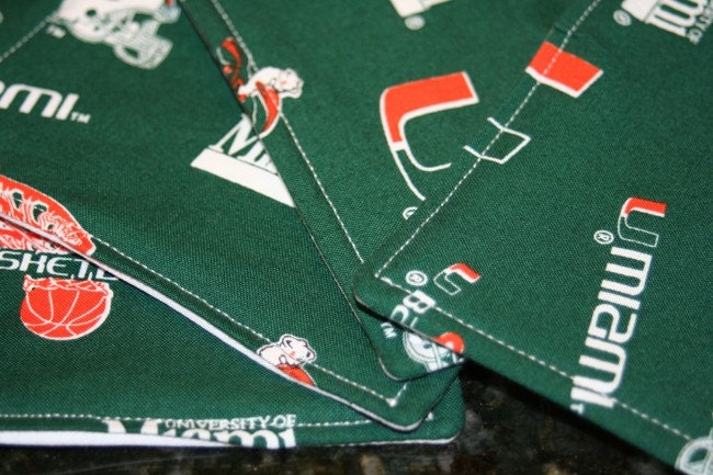 Quilted Coasters - University of Miami Hurricanes (set of 4)