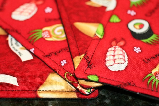 Quilted Coasters - Chopsticks Please (set of 4)
