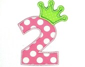 Machine Embroidery Design Applique Numbers with Crown 4x4 and 5x7