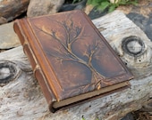 Leather wedding guest book Tree of life Bridal Shower Anniversary Engagement Vintage look journal