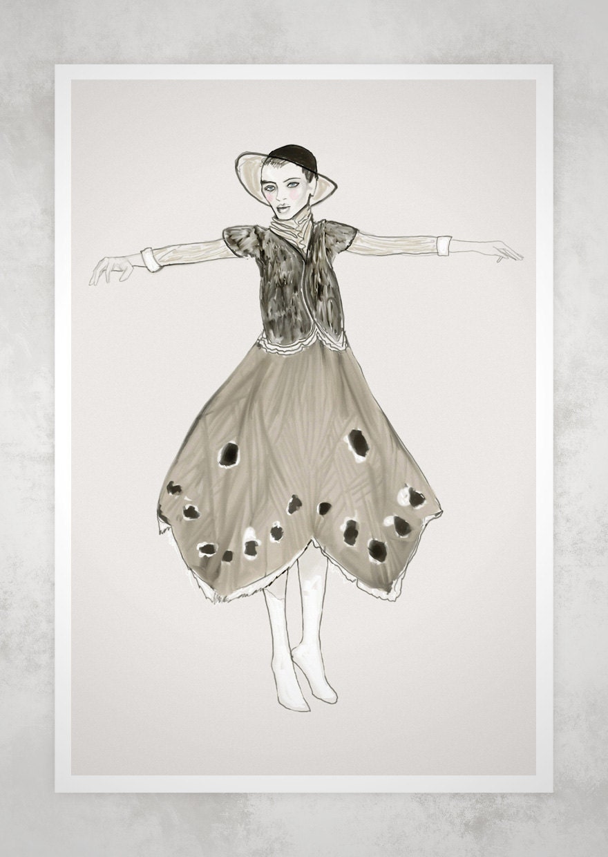 Butterfly Dress 13inX19in Art Print