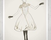 Owl Dress 8inX11in Art Print