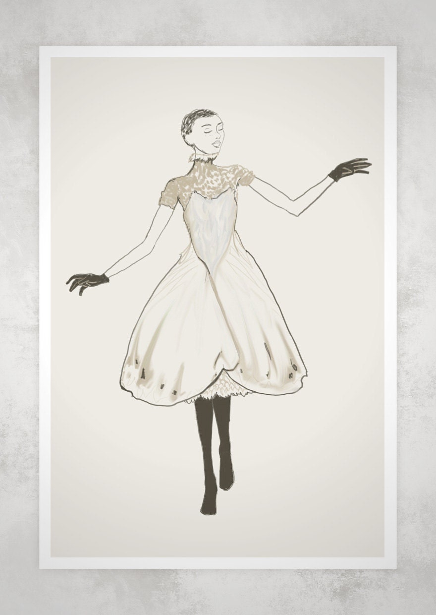Owl Dress 13inX19in Art Print