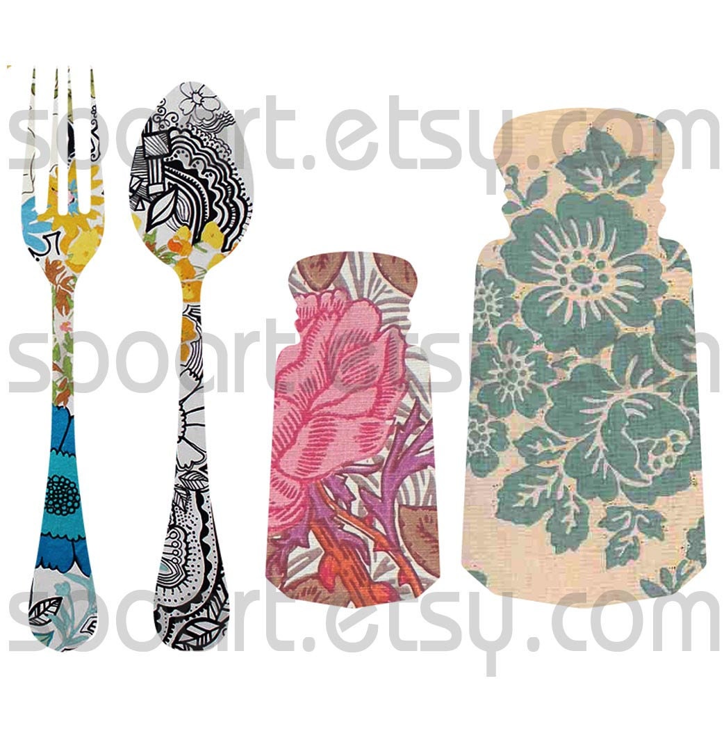 Kitchenware Vintage Wallpaper ---Digital Collage Sheet A4 Mixed Media Good for Scrapbook, Art, ACEO, ATC, Pendant Decoupage etc.