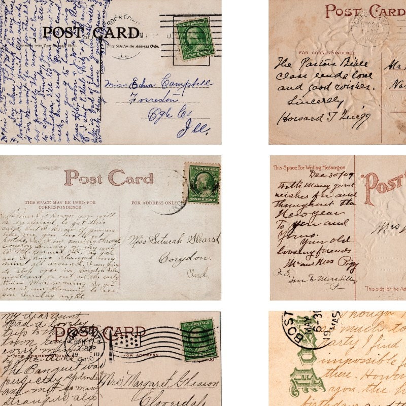 Postcard Backs - English - Digital Collage Sheet No. 602