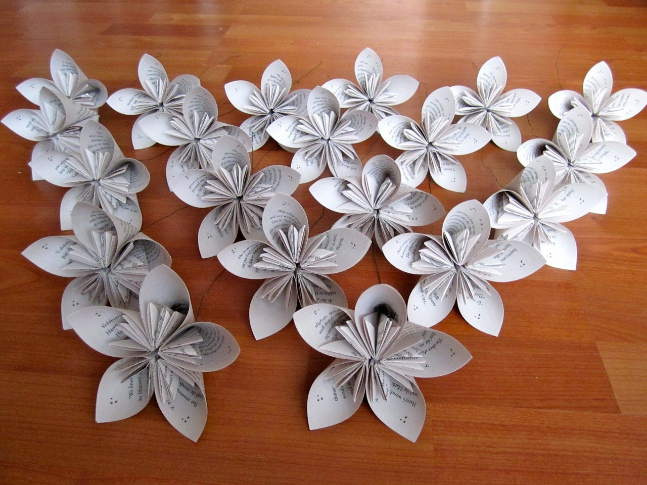 Harry Potter Wired Recycled Book Paper Flowers (20 Medium Size)