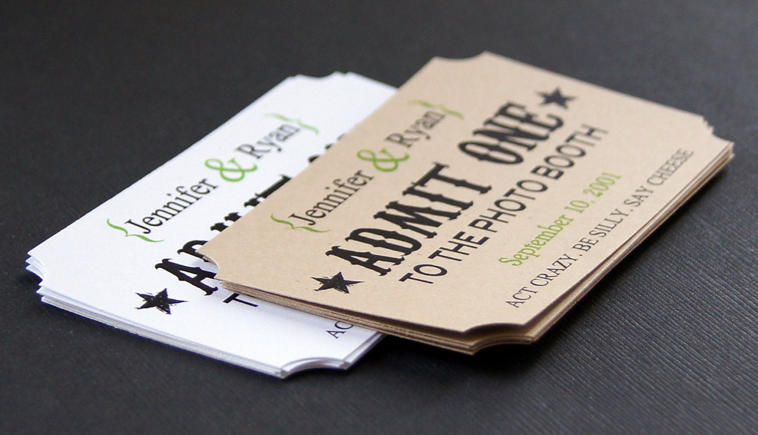 10 Personalized Photo Booth Tags . ADMIT ONE Ticket Prop for Wedding or Party Photo Booth. 2 x 3.5