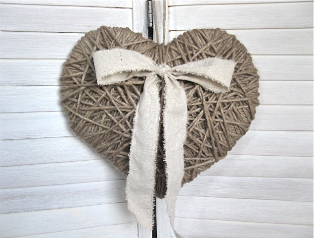 WEDDING decor  - heartstrings - big 14 inch big jute heart - wedding decor, home decor, baby room, original design by Alisa Mayde