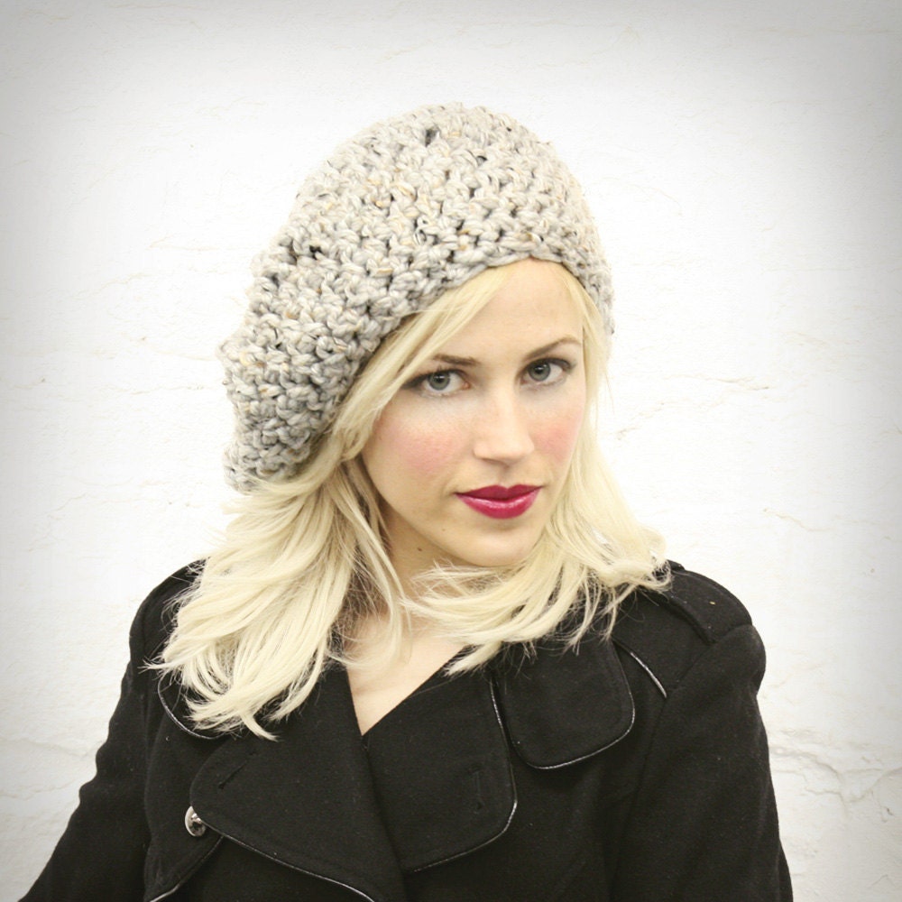 Gray Tweed Large Slouchy Hat MADE TO ORDER - mojospastyle