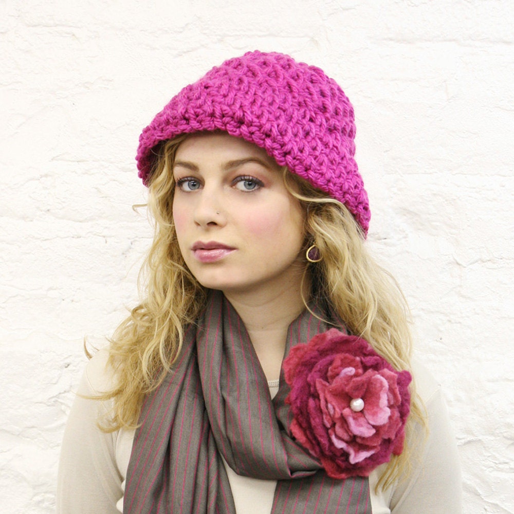 Sale - Magenta Floppy Boho Hat - READY TO SHIP