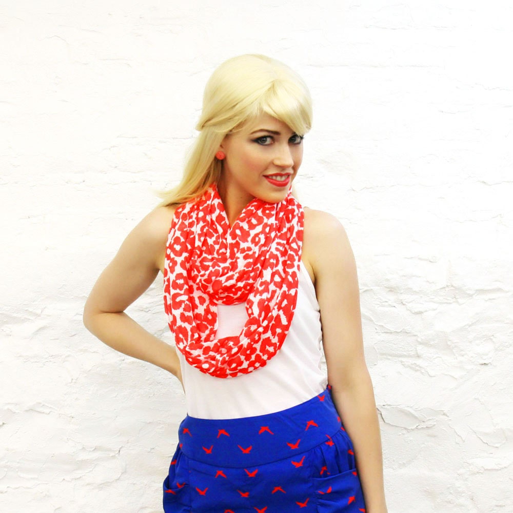 Red Poppy Flower Infinity Scarf READY TO SHIP
