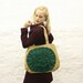 Hunter Green Camel Chiffon Flower Handbag READY TO SHIP