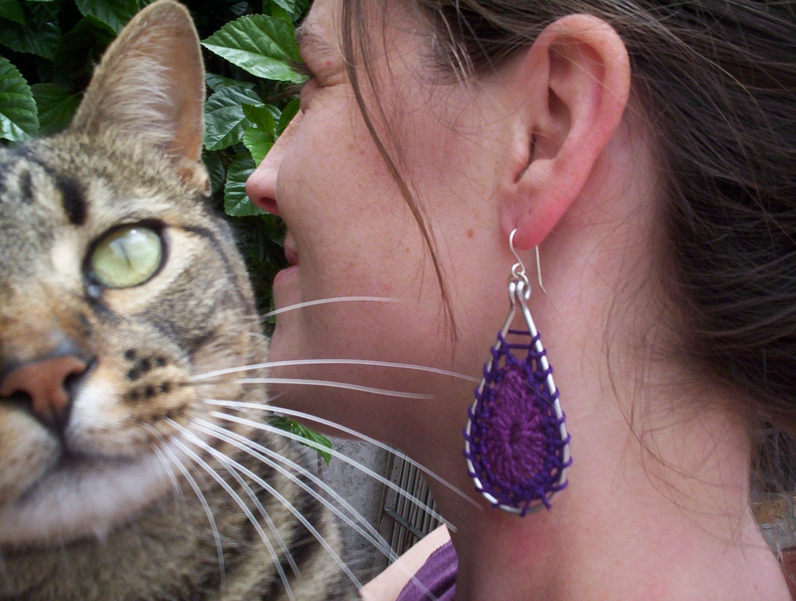 Crochet Drop EARRINGS - Deep Purple