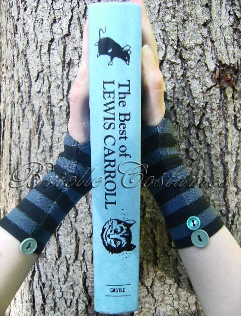 Cheshire Cat Inspired Striped Gloves Tim Burton Style Sz M