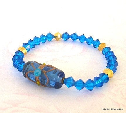 Blue crystal bracelet, Swarovski Capri blue