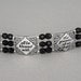 Inspirational words bracelet, antiqued silver and black Czech glass