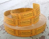 Lot of Vintage 20 Yellow Admit One Tickets - Great for Art Scrapbooking etc.