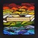 Rainbow Mosaic - Glass Art - HOME is where the DOG HAIR is - Dog Humor - Colorful Art - Mosaic Window