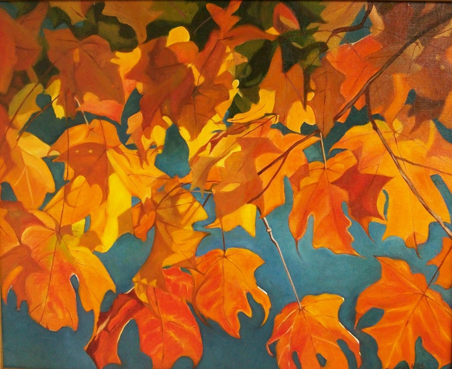 Maple Leaves Original Oil Painting by Jennifer Stites