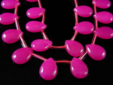 4pc - Pink Jade Beads, Smooth Drop, 14x10x5mm
