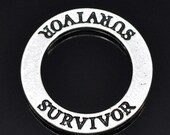 6 pcs, Silver Plated "Survivor" Ring/ Circle Pendants 23mm