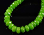 10 pc - Faceted Light Green Rondelle Jade Beads, 8x5mm