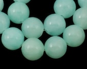 8mm Light Cyan Round Jade Beads, half strand