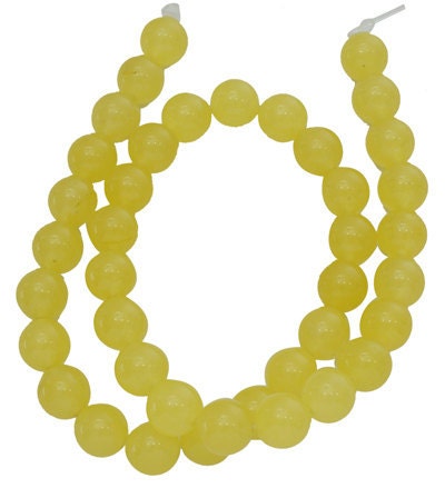 10mm Bright Yellow Round Jade Beads, full strand