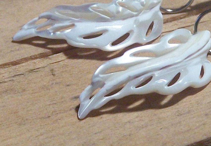 Cupid's Pearl Wings - Pearl Feather Earrings