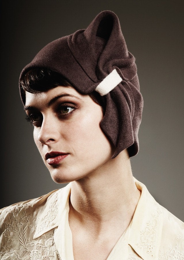 brown cloche with eggshell detail- made to order