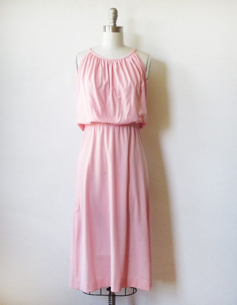 1970s pink dress / 70s grecian sundress