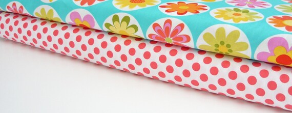 Michael Miller Fabric Duo Big Daisy Dance and Lipstick Ta Dot 2 yards