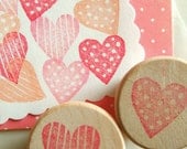 love heart hand carved rubber stamp - handmade rubber stamp -  set of 2 - mounted