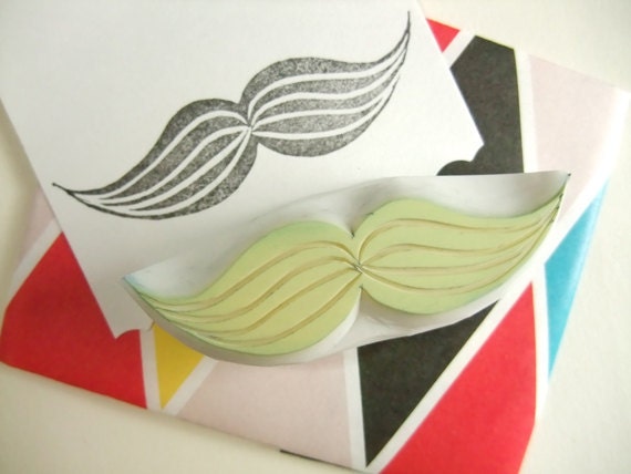 mustache rubber stamp. hand carved rubber stamp. hand carved stamp. READY TO SHIP