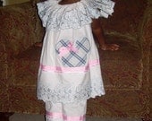 Girls Pillowcase Dress Capri Pants Minnie Mouse Applique White Beach Portrait  Size 9m, 12m,18m,24m,2t,3t,4t, 5, 6, 7, 8, 10, 12