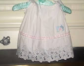 Girls Pillowcase Dress White Beach Portrait Heirloom Mickey Minnie Embroidery Design Sizes 8, 10, 12