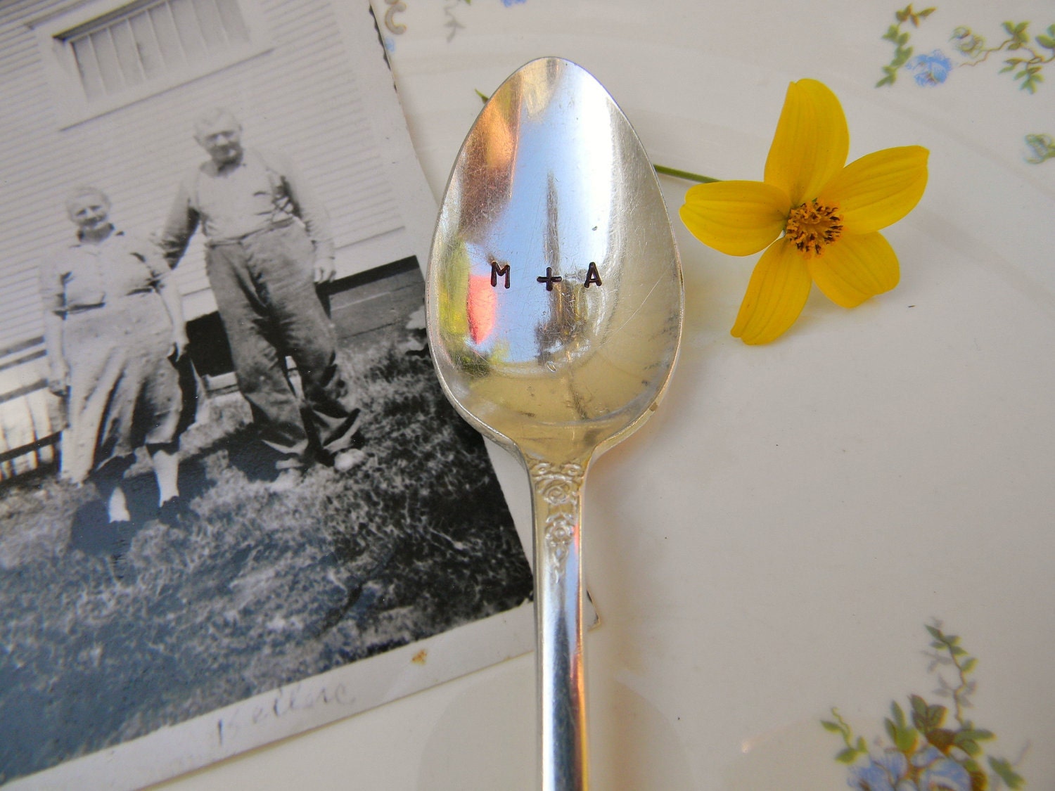 Personalized Wedding Spoon with Hand Stamped Intitals for Wedding Favors and Shower Gifts