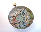 Good Morning, Baltimore, Maryland.  Vintage Map Pendant.