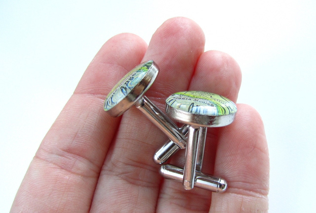 Custom Cufflinks.  Made to order from Vintage Maps.  Oh the places you'll go.