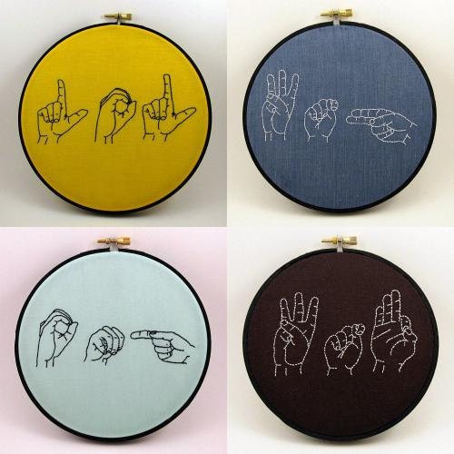 Custom Sign Language Embroidery Hoop Art - 6 inches