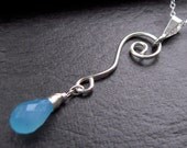 Hand Made Silver Pendant With Blue Chalcedony, Necklace, Argentium Siver