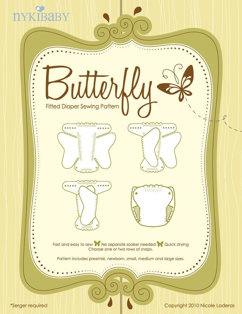 NykiBaby Butterfly Fitted Diaper PDF Pattern