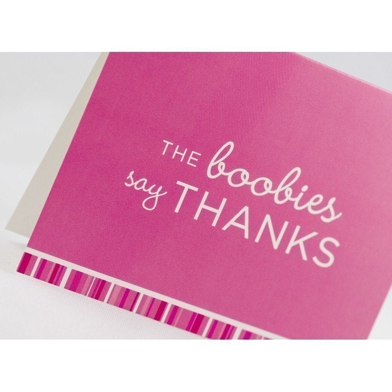 Recycled Breast Cancer Support Thank You Cards - Charity Events, Runs, Walks - Boobies Say Thanks