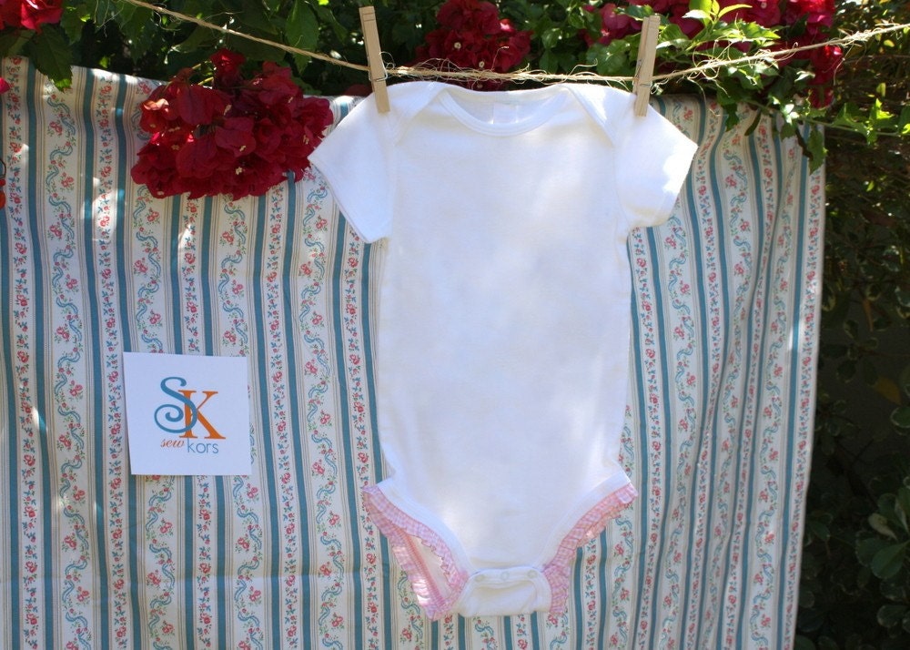 Ruffle Onesie - pink check ruffle   size Newborn - 24 months available