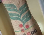 Upcycled Coffee Bag Apron With Coffee Plant Motif